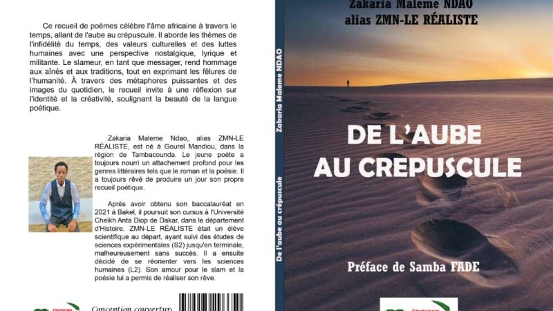 RECUEIL DE POEME/DE L&rsquo;AUBE AU CREPUSCULE/PRIX DE VENTE 5000FCFA-12 EUROS